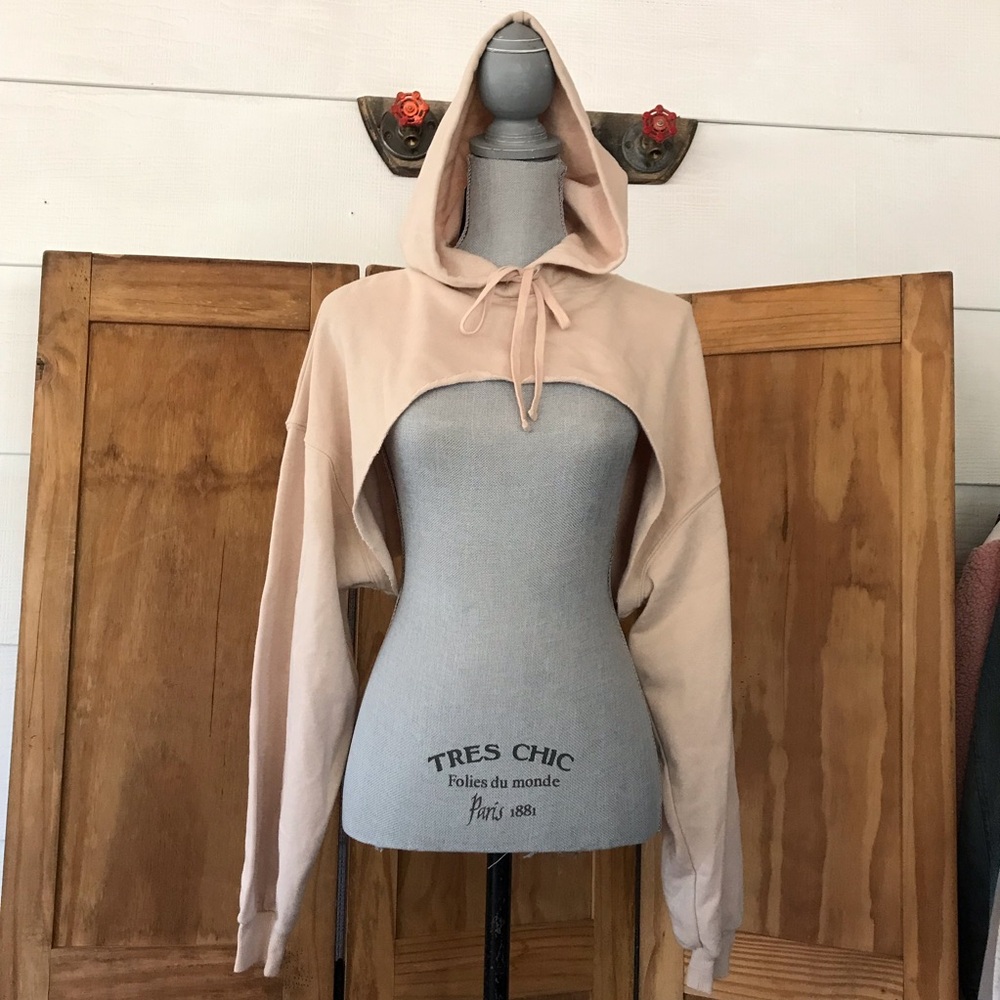 Light Taupe Cropped Hoodie
